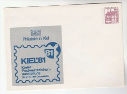1981 GERMANY 60pf Postal STATIONERY COVER Illus PHILATELIE IN KIEL Postwertzeichen Austellung Stamps - Privatumschläge - Ungebraucht