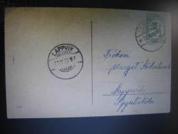 1923 TENALP To Lappvik Card Finland - Lettres & Documents