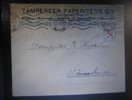 1927 TAMPERE To HAMMENLINA Cover Finland - Covers & Documents