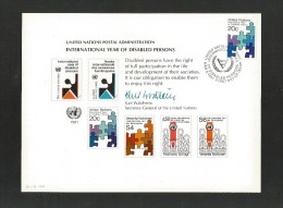 Vereinigte Nationen 1981 , International Year Of Disables Persons - Grosses Blatt Ca. 23 X 17 Cm - Porto Anfragen - Gebraucht