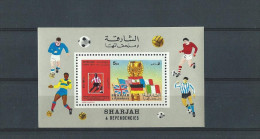 FOOTBALL : SHARJAH Et Dépendances  Bloc Coupe Du Monde MEXIQUE - 1970 – Mexico