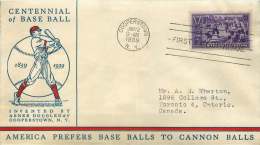 1939  Baseball Centennial    Sc 855  Cooperstown NY Cancel - 1851-1940