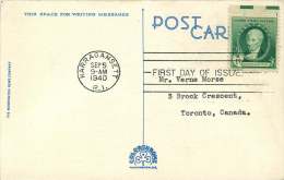 1940  Famous Americans  Gilbert Stuart  Sc 884  Single On Postcard  Narragansett RI Cancel - 1851-1940