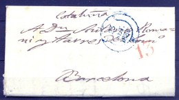 1836 , CADIZ , CARTA CIRCULADA ENTRE CADIZ Y BARCELONA , TIZÓN Nº 21 , CIRCULADA EL ÚLTIMO DIA DE USO DE LA MARCA - ...-1850 Prephilately