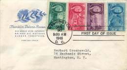 1946   F.D. Roosevelt  Set Of 4 On Single FDC Sc 930-3 - 1941-1950