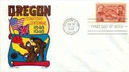 1948   Oregon Territory Centennial   Sc 964   Ken Boll  - Cachetcraft  Unaddressed FDC - 1941-1950