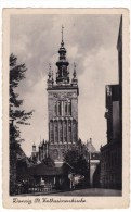 Danzig Germany, St. Catherine Church, C1940s Vintage Postcard, Postally Used 1940s Stamp - Danzig