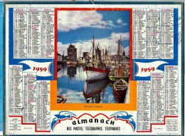 ALMANACH DES P.T.T 1959  -  Complet ** PORT DE LA ROCHELLE ** Calendrier * OLLER * Série 1 - Grand Format : 1941-60