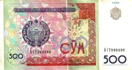 UZBEKISTAN 500 SUM RED  EMBLEM FRONT HORSE STATUE BACK DATED 1999 P.81 VF READ DESCRIPTION !! - Uzbekistán