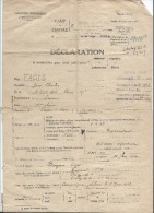 Occupation/ Imprimé De Déclaration De Libération D'un Prisonnier De Guerre Interné/Fages/Paris/1942    OL68 - Altri & Non Classificati