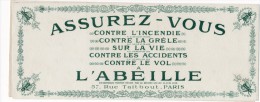 Buvard (format 107 X 270mm)  - B1765 à B1770 - Assurances L'Abeille Paris-Envoi Gratuit Pour La France - Banca & Assicurazione