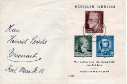 DDR Block 012 Friedrich Schiller Gestempelt Used Auf Brief - 1950-1970