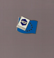 Pin's Assurance / Assurances AGF / Drapeau Européen (bleu Clair) Signé ATC - Banks