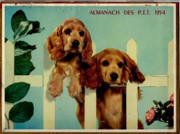ALMANACH DES P.T.T 1954 (57)  -  Complet ** DEUX JEUNES CHIOTS ** Calendrier * + 6 Feillets  * - Big : 1941-60