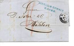 SCHWEIZ 1859 Unfrankierter Faltbrief Von BASEL Nach WOHLEN - Lettres & Documents