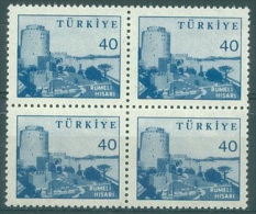 TURQUIE - 1959-1960 - MNH/*** LUXE - FORT DE ROUMELIE BLOC OF 4 -  Mi 1785 Yv 1436A - Lot 13597 - Nuovi