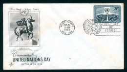 ONU - JOURNEE DES NATIONS UNIES - ENVELOPPE 1er JOUR 24 OCTOBRE 1956 - NEW-YORK - Storia Postale