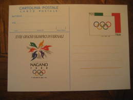 NAGANO Japan 1998 Winter Olympic Games Jeux Olympiques Olympics Italy Italia Postal Stationery Card - Winter 1998: Nagano