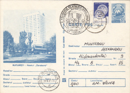 38281- BUCHAREST DOROBANTI HOTEL, CAR, TOURISM, POSTCARD STATIONERY, 1984, ROMANIA - Hôtellerie - Horeca