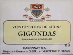 ETIQUETTE De VIN " CÔTES Du RHÔNE " - GIGONDAS 36cl - Parfait Etat - - Côtes Du Rhône