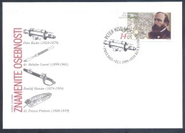 1999 Slovenia Slowenien Slovenie Fdc Cover: Peter Kozler, A Lawyer, Geographer Map Maps Machine Cancellation - Geographie