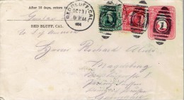 USA Postal Stationary Envelope From Red Bluff To Magdeburg Germany Oct 31 1904 With 2 Additional Stamps - 1901-20