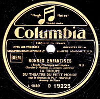 78 Trs 25 Cm - état TB -  TEATRE DU PETIT MONDE  - RONDES ENFANTINES -  "de La Bonne Marchande" "du Petit Agneau Bêlant" - 78 T - Disques Pour Gramophone