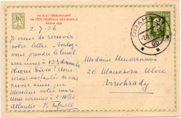 TCHECOSLOVAQUIE ENTIER CONGRES OLYMPIQUE INTERNATIONAL PRAGUE 1925 SOKOLS TEXTE  ROUGE - Cartes Postales