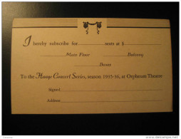 Reading Haage Concert Series Orpheum Theatre Advertising Publicity Comercial Private Postal Stationery Card USA - 1921-40