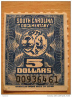 South Carolina Documentary 5 Dollars American Bank Note Co Litho - Revenues