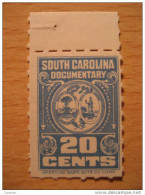 South Carolina Documentary 20 Cents American Bank Note Co - Fiscaux