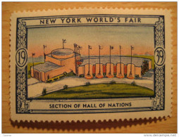 Section Of Hall Of Nations 1939 New York World's Fair Vignette Poster Stamp - Unclassified