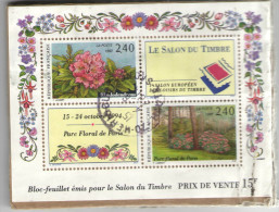 FRANCIA - France - 1994 - Bloc-feuillet - Le Salon Du Timbre - Parc Floral De Paris - Oblitéré - Fragment Appliqué Su... - Gebraucht