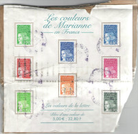 FRANCIA - France - 2001 - Bloc-feuillet - Les Couleurs De Marianne En Francs - Oblitéré - Fragment Appliqué Sur Carto... - Usados