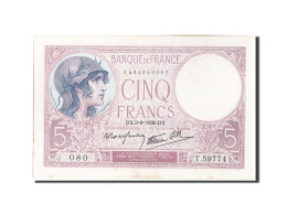 Billet, France, 5 Francs, 5 F 1917-1940 ''Violet'', 1939, 1939-08-03, SUP+ - 5 F 1917-1940 ''Violet''