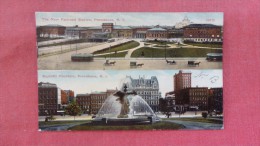 Rhode Island> Providence  Multi View  Railroad Station   & Fountain ------------   --- Ref  44 - Providence