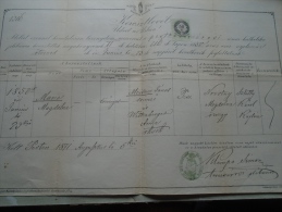 Old Document- Hungary  -PEST - Maria Magdolna MEIXNER (1850) - Wittenberger Anna - Novotny  Szlatky 1871  OK27.4 - Nacimiento & Bautizo