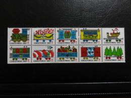 1967 10 Different Setenant Bloc Train Railways Vignette Christmas Seals Seal Poster Stamp USA - Unclassified