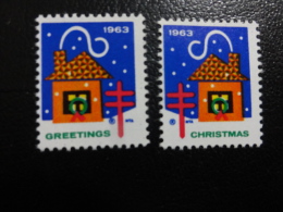 1963 Simetrical Vignette Christmas Seals Seal Poster Stamp USA - Unclassified
