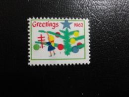 1962 Vignette Christmas Seals Seal Poster Stamp USA - Ohne Zuordnung
