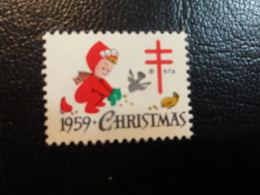 1959 Birds Vignette Christmas Seals Seal Poster Stamp USA - Unclassified