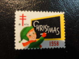 1958 Vignette Christmas Seals Seal Poster Stamp USA - Ohne Zuordnung