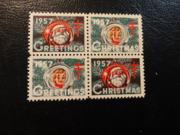 1957 4 Different Bloc 4 Vignette Christmas Seals Seal Poster Stamp USA - Non Classificati