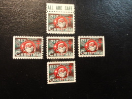 1957 5 Different Perforation Unperf Top Dawn Rigth Left Santa Claus Vignette Christmas Seals Seal Poster Stamp USA - Non Classés