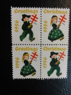 1956 4 Bloc 2 Different Types Vignette Christmas Seals Seal Poster Stamp USA - Unclassified