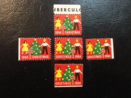 1954 5 Different Perforation Unperf Top Dawn Rigth Left Vignette Christmas Seals Seal Poster Stamp USA - Non Classés