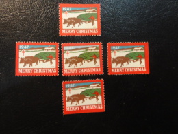 1947 Cow 5 Different Perforation Unperf Top Dawn Rigth Left Vignette Christmas Seals Seal Label Poster Stamp USA - Zonder Classificatie