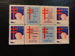1939 Angel Combination Only 1 In 1 Shett Vignette Christmas Seals Seal Label Poster Stamp USA - Zonder Classificatie