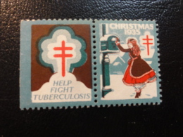 1935 Mailbox Pair With Special Stamp Of The Sheet Vignette Christmas Seals Seal Label Poster Stamp USA - Unclassified