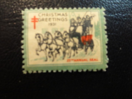 1931 Horse Cheval Vignette Christmas Seals Seal Label Poster Stamp USA - Unclassified